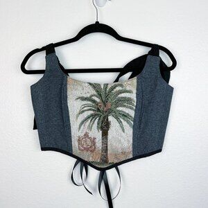 Hand Crafted Tropical Tapestry Corset Top – Reworked Vintage Aesthetic